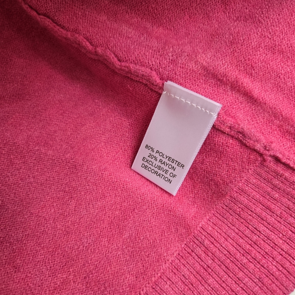 XOKR Kerri Rosenthal Heart Pink Yellow Open Sweater, S - Picture 8 of 9
